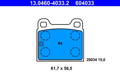 Комплект тормозных колодок, дисковый тормоз ATE 13.0460-4033.2 для AUDI SUPER