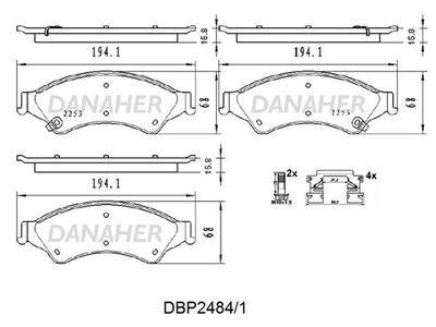 Комплект тормозных колодок, дисковый тормоз DANAHER DBP2484/1 для FORD RANGER