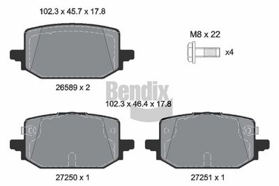 комплект спирачно феродо, дискови спирачки BENDIX Braking BPD2664