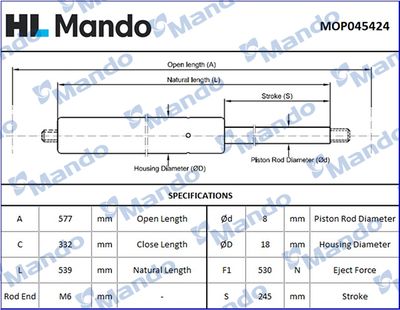 AMORTIZOR PORTBAGAJ MANDO MOP045424