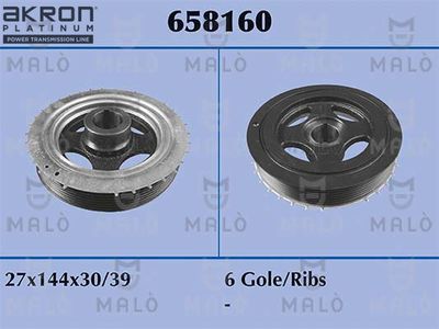 Ременный шкив, коленчатый вал AKRON-MALÒ 658160 для MAZDA 2