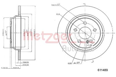 Tarcza hamulcowa METZGER AUTOTEILE 6110489