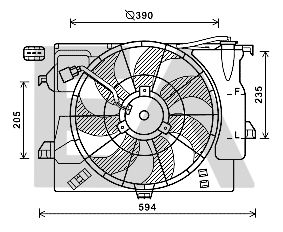 Вентилятор, охлаждение двигателя EACLIMA 33V28046 для HYUNDAI VELOSTER
