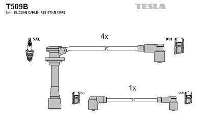 Комплект проводов зажигания TESLA T509B для KIA CLARUS