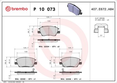 Brake Pad Set, disc brake P 10 073