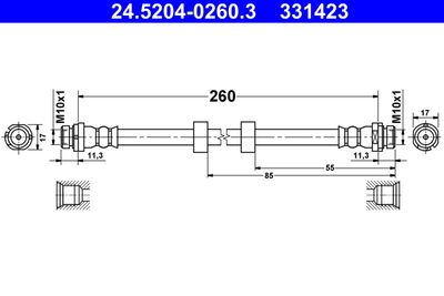 Тормозной шланг ATE 24.5204-0260.3 для FORD B-MAX