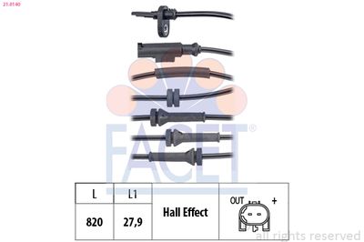 SENSOR RADDREHZAHL FACET 210140