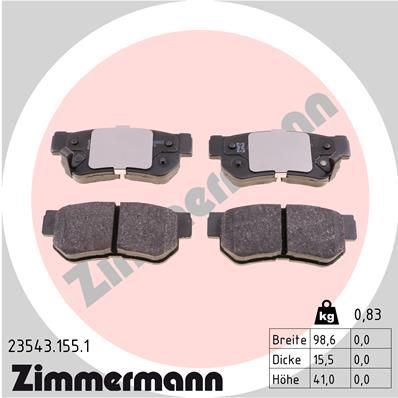 ZIMMERMANN 23543.155.1 Тормозные колодки и сигнализаторы  для KIA OPIRUS (Киа Опирус)