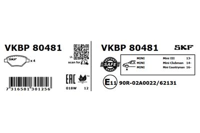 Brake Pad Set, disc brake VKBP 80481