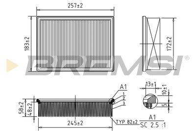 Воздушный фильтр BREMSI FA1645 для FORD ORION