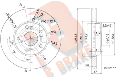 R BRAKE 78RBD21257 Тормозные диски  для HONDA STREAM (Хонда Стреам)