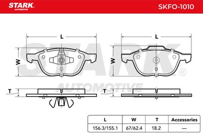 комплект спирачно феродо, дискови спирачки STARK SKFO-1010