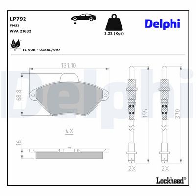 комплект спирачно феродо, дискови спирачки DELPHI