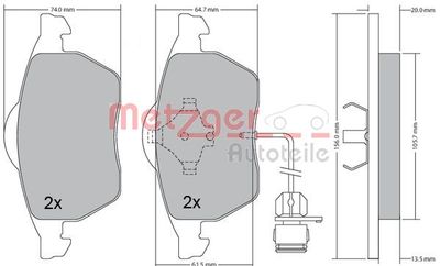 BREMSBELAGSATZ SCHEIBENBREMSE METZGER AUTOTEILE 1170225 2
