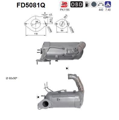 Filtr sadzy / filtr cząstek stałych, układ wydechowy AS FD5081Q