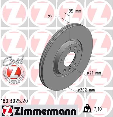 Bromsskiva ZIMMERMANN 180.3025.20