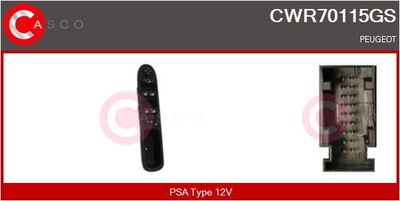 CASCO CWR70115GS Кнопка стеклоподьемника для PEUGEOT 207 (WA_, WC_) 1.4 BiFuel