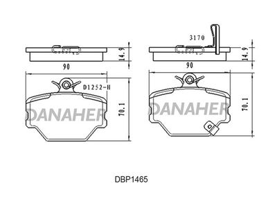 DANAHER DBP1465 Тормозные колодки и сигнализаторы  для SMART CABRIO (Смарт Кабрио)