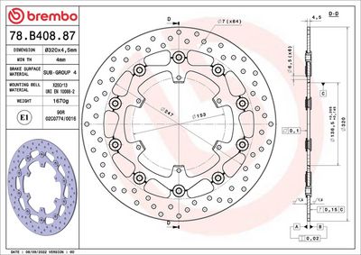 Brake disc Voor drijvend, 320/136,5x4,5mm 6x153mm, diameter bevestigingsgat 6,5mm, hoogte (tussenruimte) 0