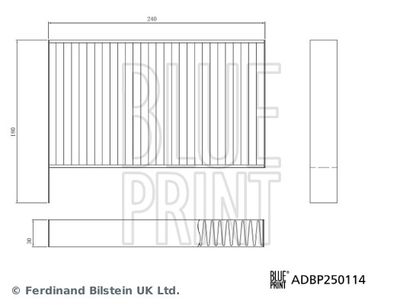 Filtr, wentylacja przestrzeni pasażerskiej BLUE PRINT ADBP250114