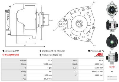 GENERATOR / ALTERNATOR AS-PL A4097 4
