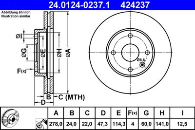 Тормозной диск ATE 24.0124-0237.1 для DAEWOO TOSCA