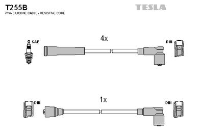 Комплект проводов зажигания TESLA T255B для MITSUBISHI TREDIA