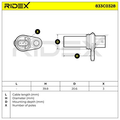 импулсен датчик, колянов вал RIDEX 833C0328
