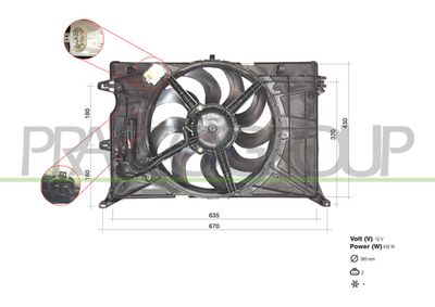 PRASCO FT060F001 Вентилятор системы охлаждения двигателя  для FIAT 500X (Фиат 500x)