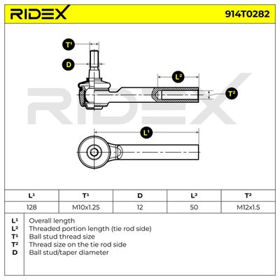 накрайник на напречна кормилна щанга RIDEX 914T0282