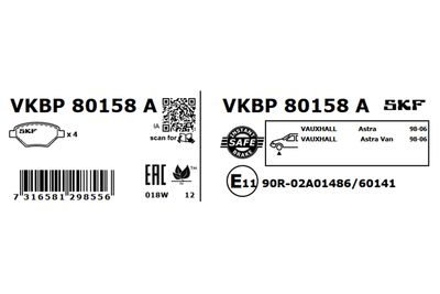 Brake Pad Set, disc brake VKBP 80158 A