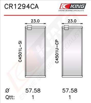 Черупка на биелен лагер KING CR1294CA0.75