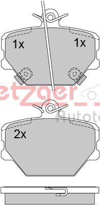 Комплект тормозных колодок, дисковый тормоз METZGER 1170077 для SMART ROADSTER