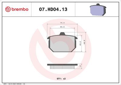 Komplet kočnih obloga, disk kočnica BREMBO 07HD0413