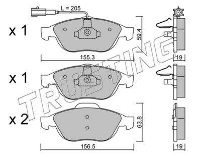 Zestaw klocków hamulcowych, hamulce tarczowe TRUSTING 229.1