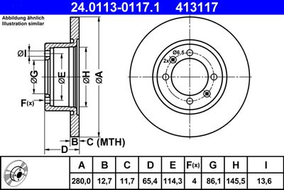 Тормозной диск ATE 24.0113-0117.1 для SAAB 90