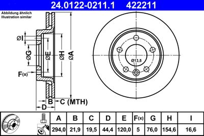 Тормозной диск ATE 24.0122-0211.1 для VW CALIFORNIA