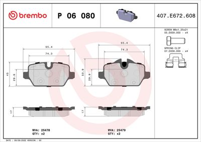 BREMBO Bremsbelagsatz, Scheibenbremse PRIME LINE (P 06 080)