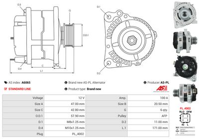 GENERATOR / ALTERNATOR AS-PL A6065 4