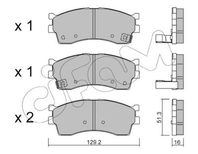 комплект спирачно феродо, дискови спирачки CIFAM 822-512-0