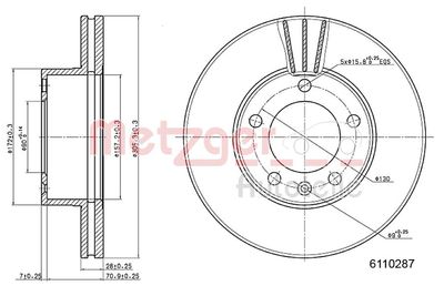 Tarcza hamulcowa METZGER AUTOTEILE 6110287