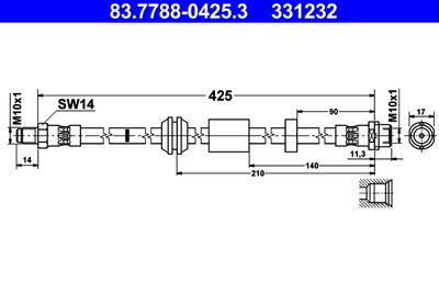 Тормозной шланг ATE 83.7788-0425.3 для VOLVO V50
