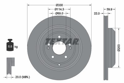 Тормозной диск TEXTAR 92314905 для KIA STINGER