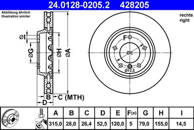 ATE 24.0128-0205.2 Тормозные диски  для BMW Z3 (Бмв З3)