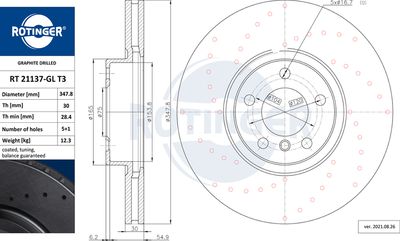 спирачен диск ROTINGER RT 21137-GL T3