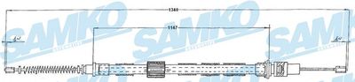 Тросик, cтояночный тормоз SAMKO C0147B для FORD ORION
