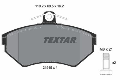 Комплект тормозных колодок, дисковый тормоз TEXTAR 2194502 для SEAT INCA