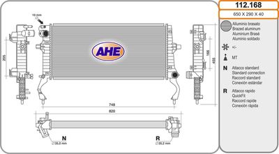 AHE 112.168 Радиатор охлаждения двигателя для KIA CEED Hatchback Van (CD) CRDI 136
