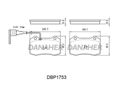 DANAHER DBP1753 Тормозные колодки и сигнализаторы  для SEAT LEON (Сеат Леон)