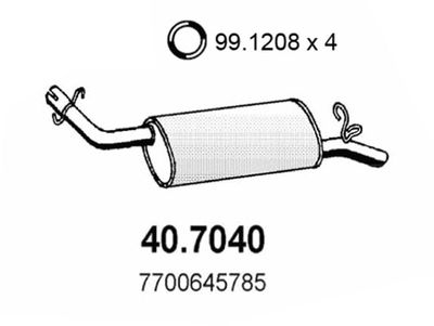 Глушитель выхлопных газов конечный ASSO 40.7040 для RENAULT 14